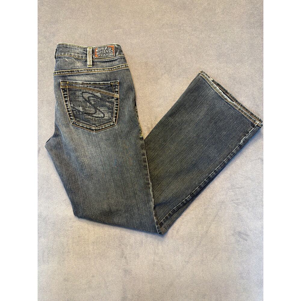 Silver Jeans Women 31 Blue Low Rise Bootcut Aiko Pants Light Wash Denim Stretch